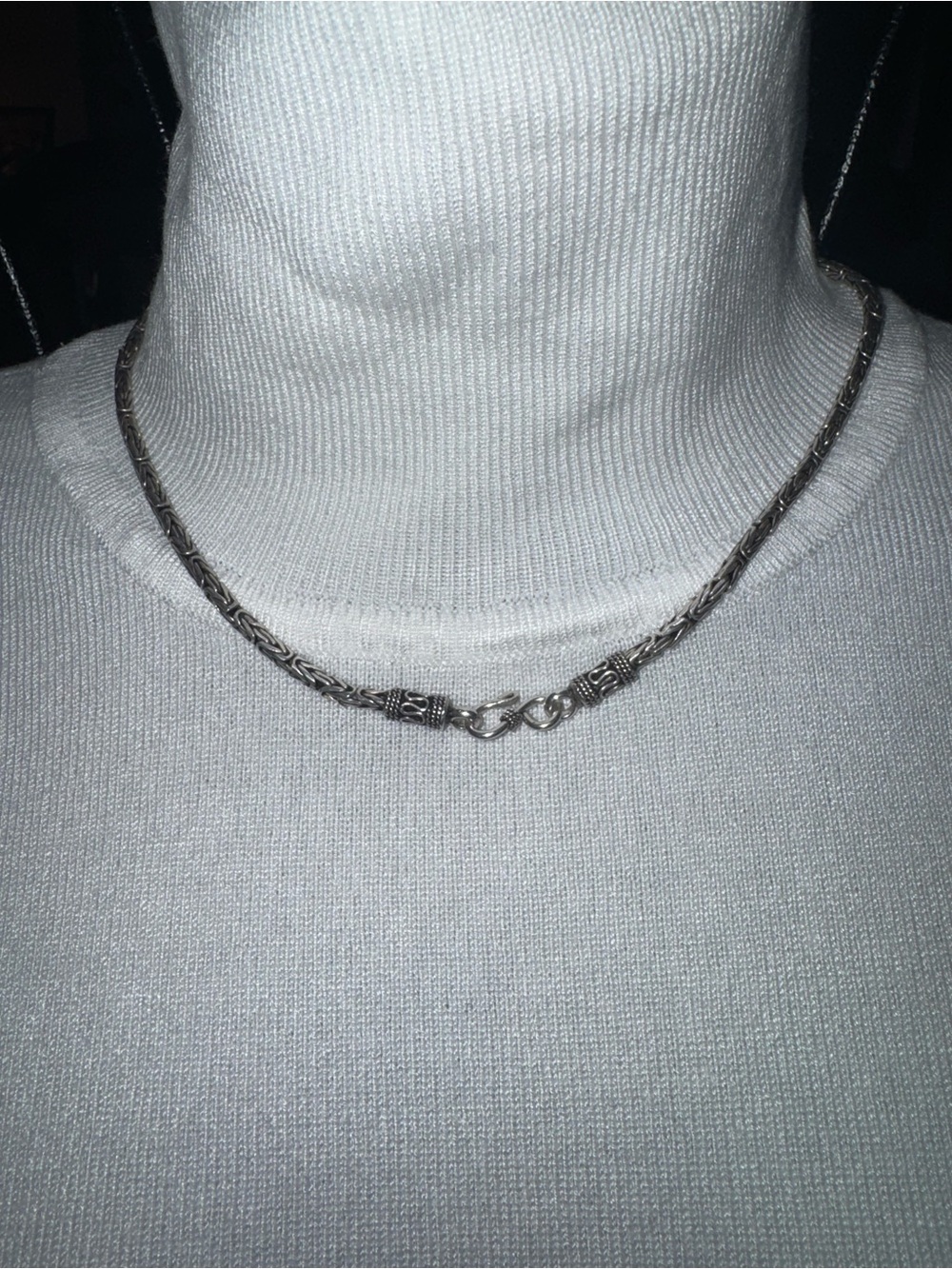 Vintage Bali 925 Sterling Silver Byzantine Chain Necklace with exquisite clasp